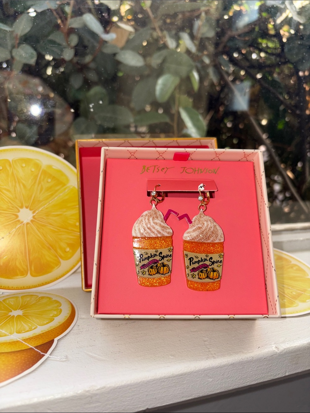 Betsey Johnson Pumpkin Spice Latte Earrings NIB NEW NWT